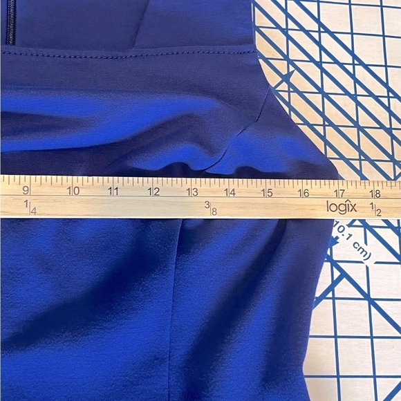 TALBOTS SZ 4 SHEATH DRESS BLUE BACK ZIP FRONT KICK PLEAT CAREER PARTY WEAR - Picture 5 of 8